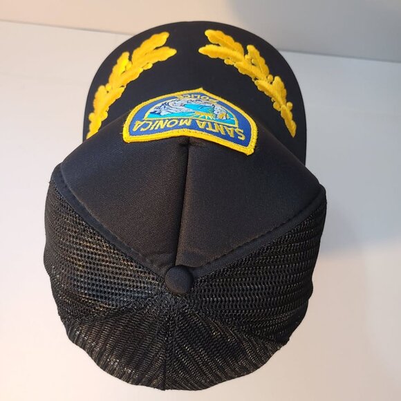 Vintage 90s Trucker Hat Santa Monica Police Patch Mesh Adjustable Hat - Picture 6 of 7